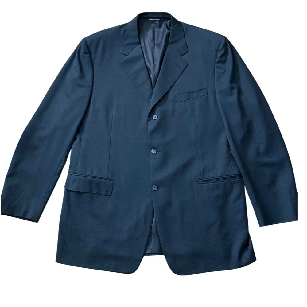 Canali Mens Navy Blue Wool 3-Button Suit Jacket Blazer Made in Italy‎ 58L kk13